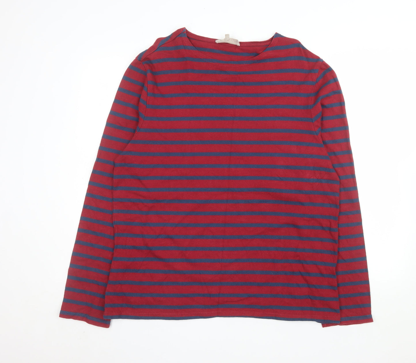 Seasalt Cornwall Men's Red Navy Striped Cotton Sailor Shirt L