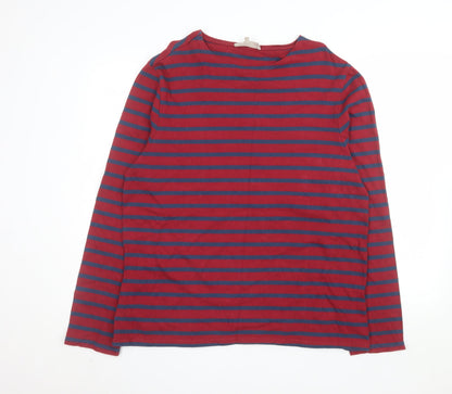 Seasalt Cornwall Men's Red Navy Striped Cotton Sailor Shirt L