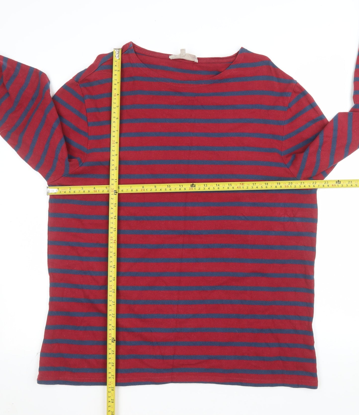 Seasalt Cornwall Men's Red Navy Striped Cotton Sailor Shirt L