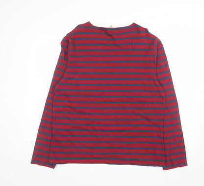 Seasalt Cornwall Men's Red Navy Striped Cotton Sailor Shirt L