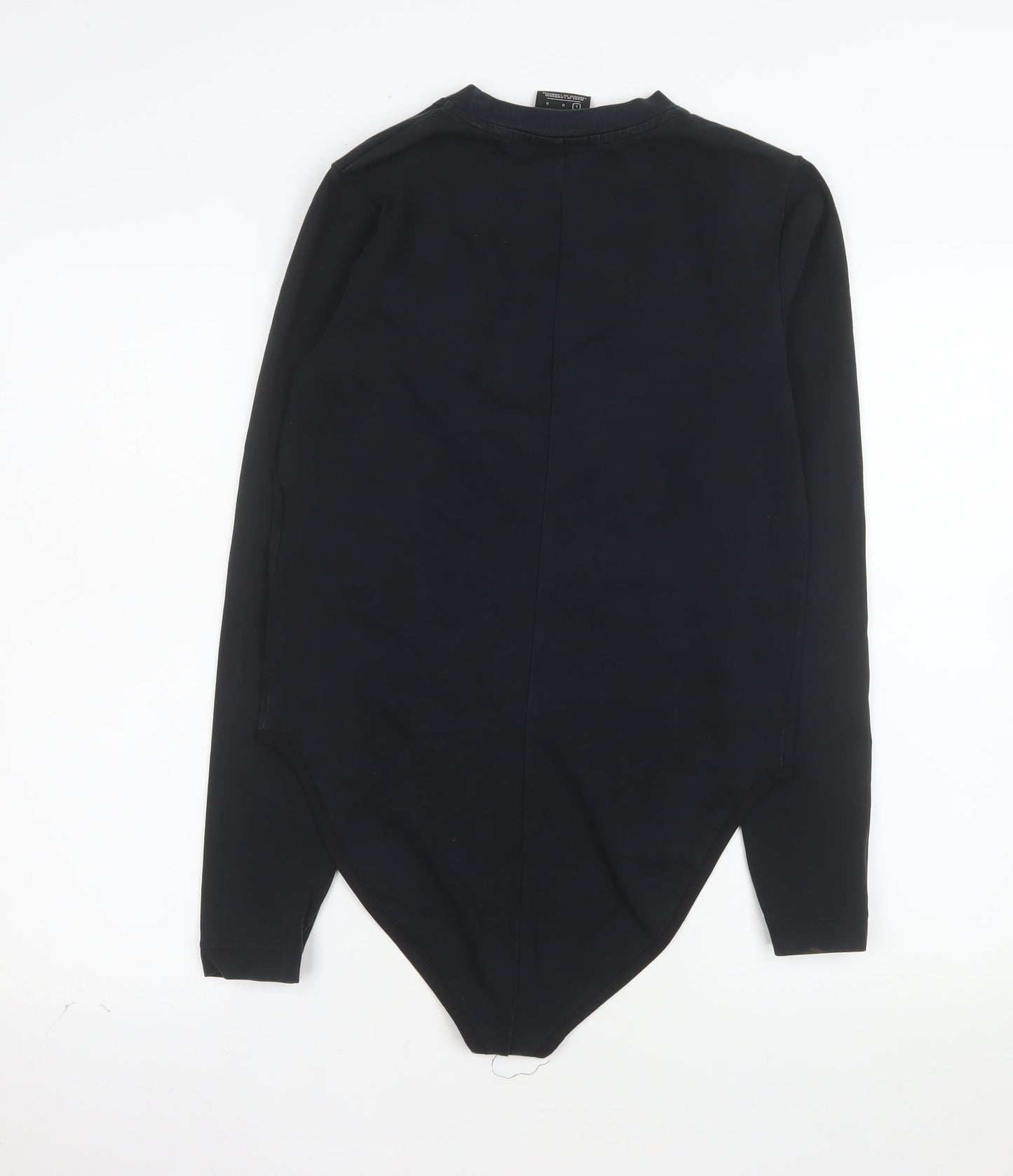 Nike Womens Black Long Sleeve Bodysuit L Cotton Blend Logo Style