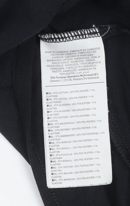 Nike Womens Black Long Sleeve Bodysuit L Cotton Blend Logo Style