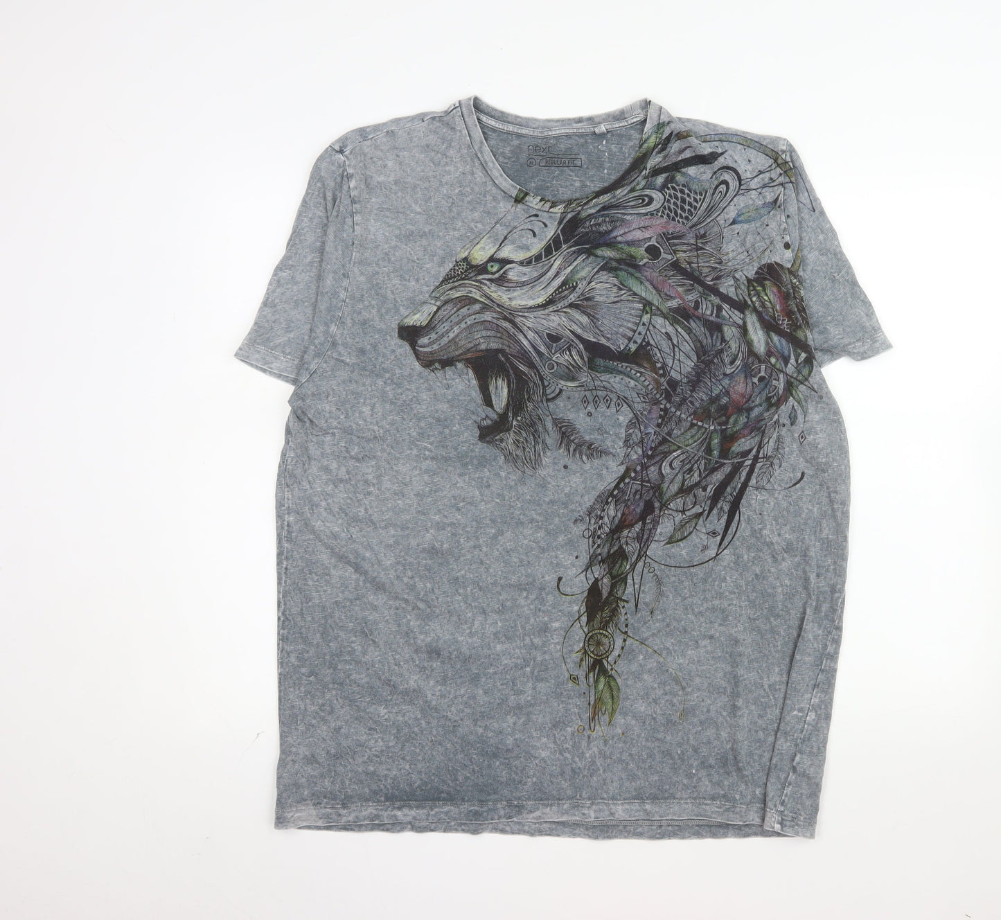 Next Unisex Grey Animal Print Cotton T-Shirt XL