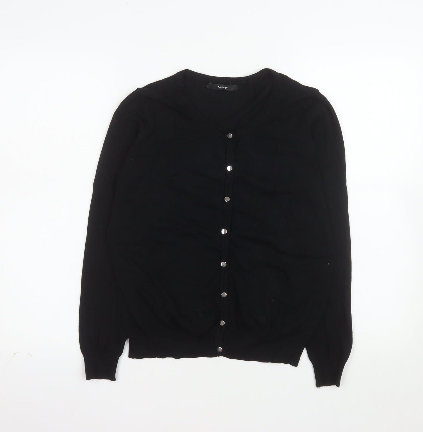 George Women's Black V-Neck Button Cardigan Size 12 Long Sleeve Knit