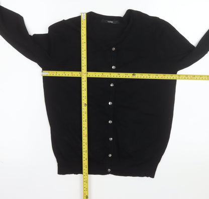 George Women's Black V-Neck Button Cardigan Size 12 Long Sleeve Knit
