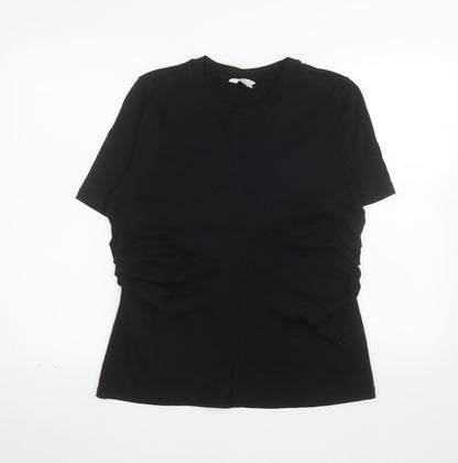 Marks and Spencer Womens Black Cotton T-Shirt Size 14