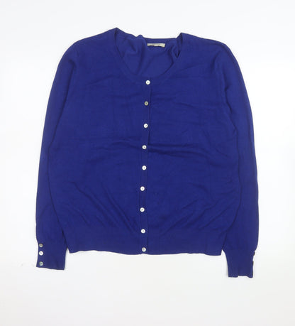 Papaya Women Blue Long Sleeve Crew Neck Cardigan Size 20