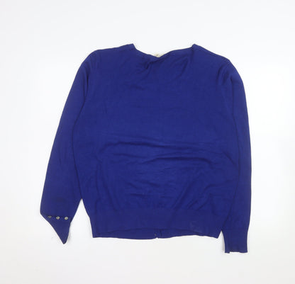 Papaya Women Blue Long Sleeve Crew Neck Cardigan Size 20