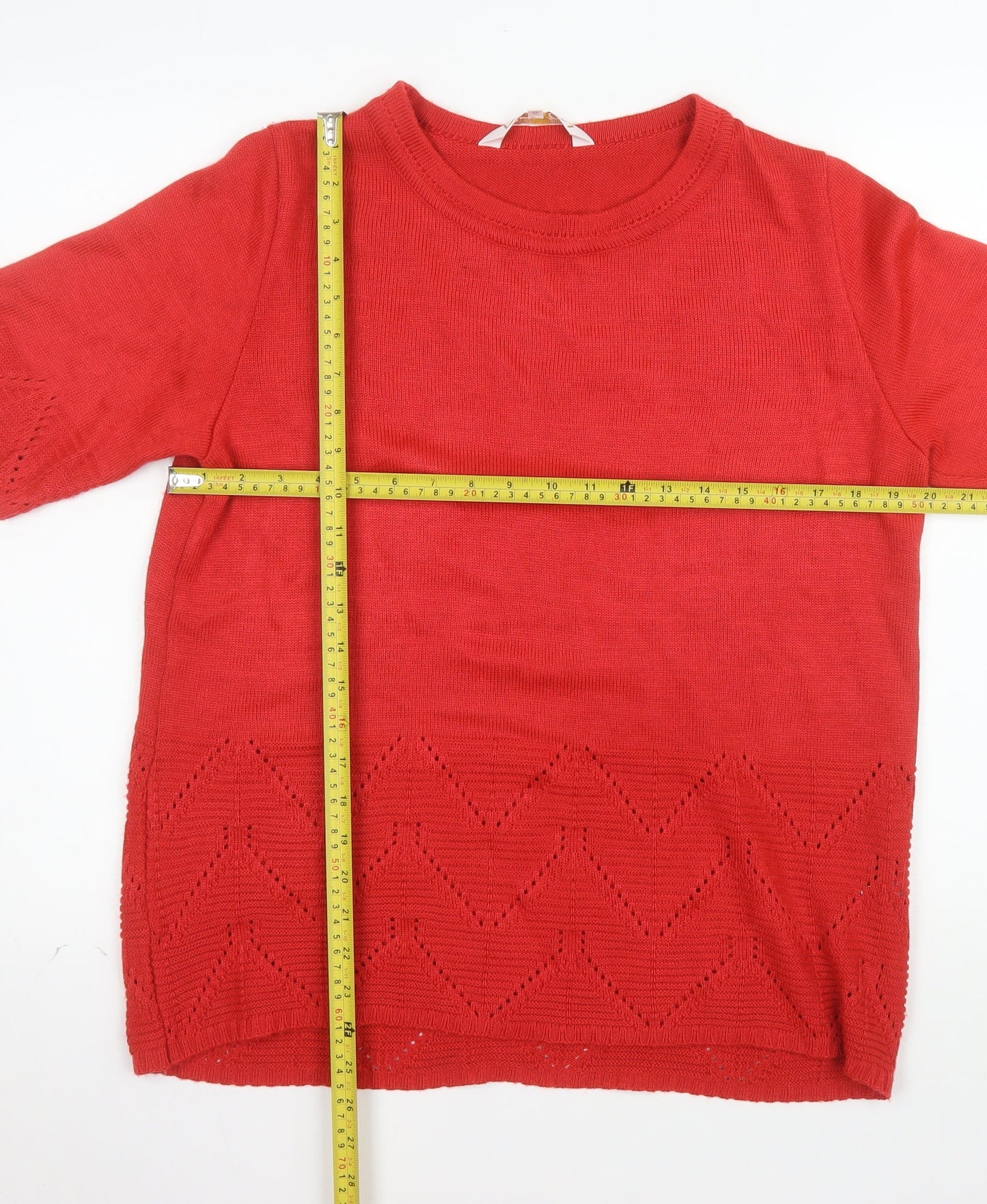 Daxon Women's Red Short Sleeve Knit Pullover Jumper Size 14