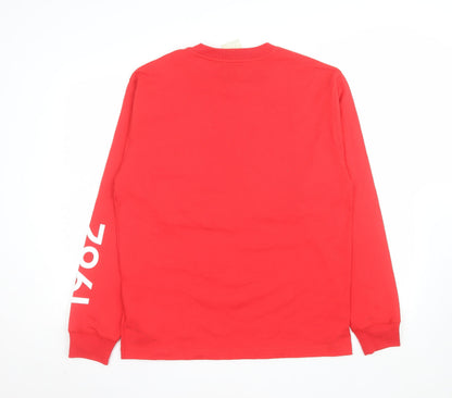 New Balance Men's Red Long Sleeve Crew Neck Graphic Top Size M