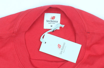 New Balance Men's Red Long Sleeve Crew Neck Graphic Top Size M