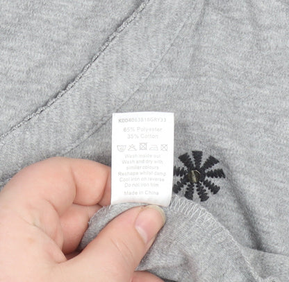 Bm Womens Grey Embroidered 3/4 Sleeve Henley Top Size M