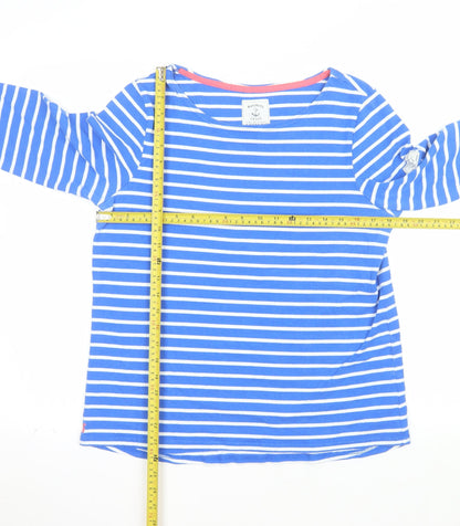 Joules Womens Blue Striped 3/4 Sleeve Cotton Breton Top Size 16