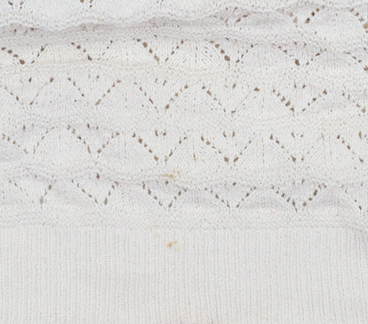 Yours Clothing Women Ivory Plus Size 22 Crew Neck Open-Knit Jumper