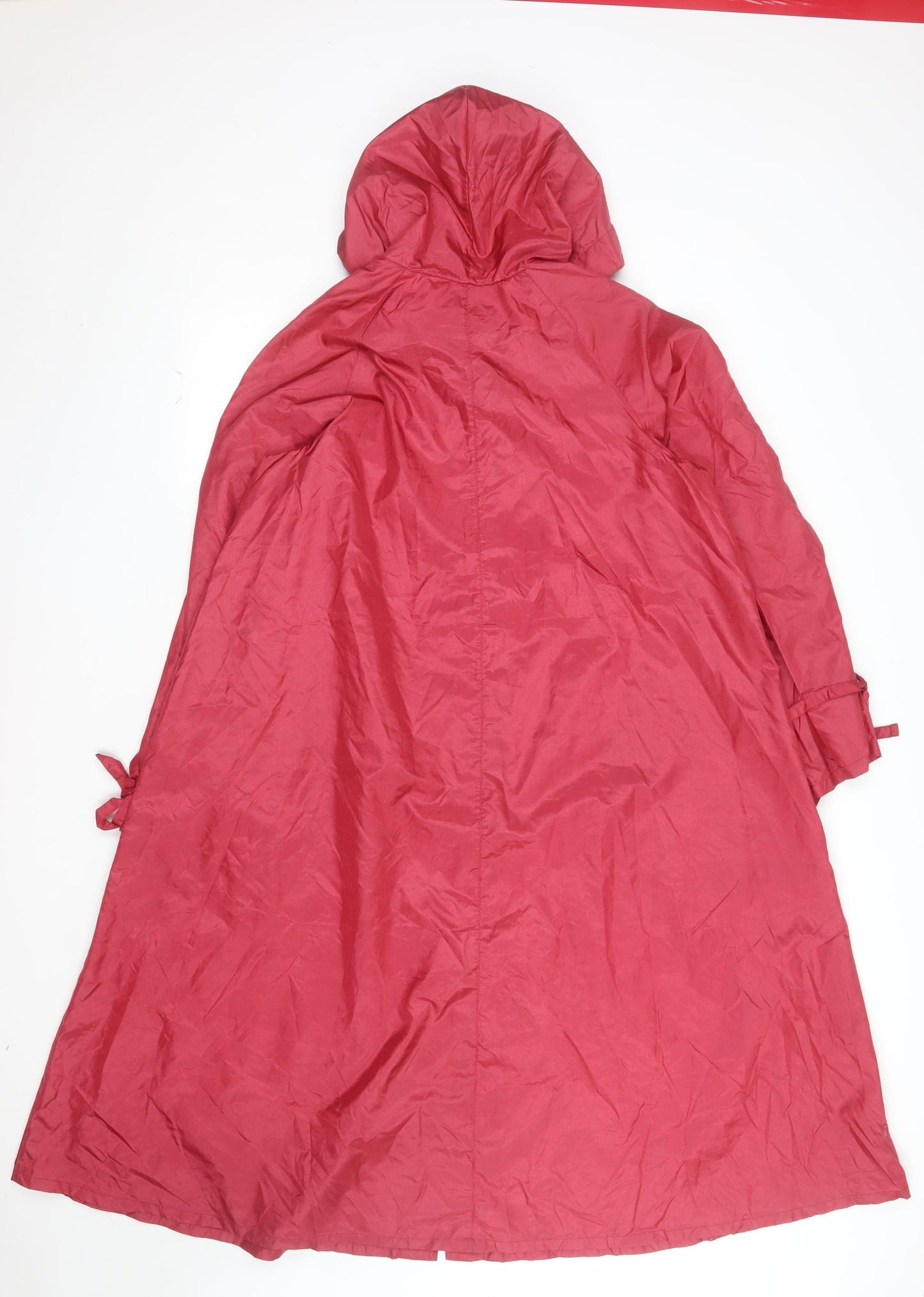 Totes Womens Red Hooded Long Rain Coat Size 6 Petite Nylon