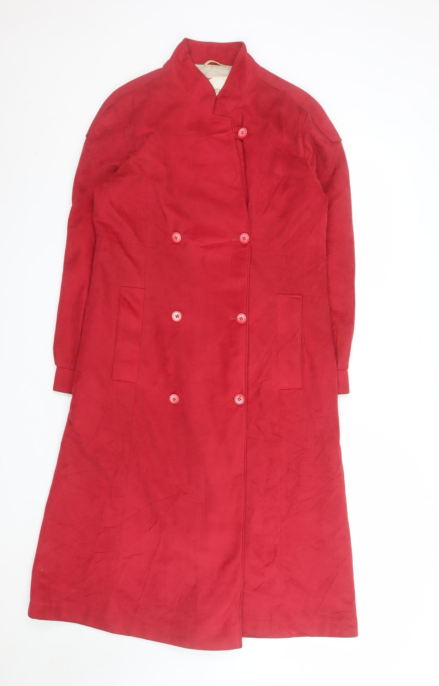 Croydon Womens Red Suede Long Trench Coat Size 10 Classic Style