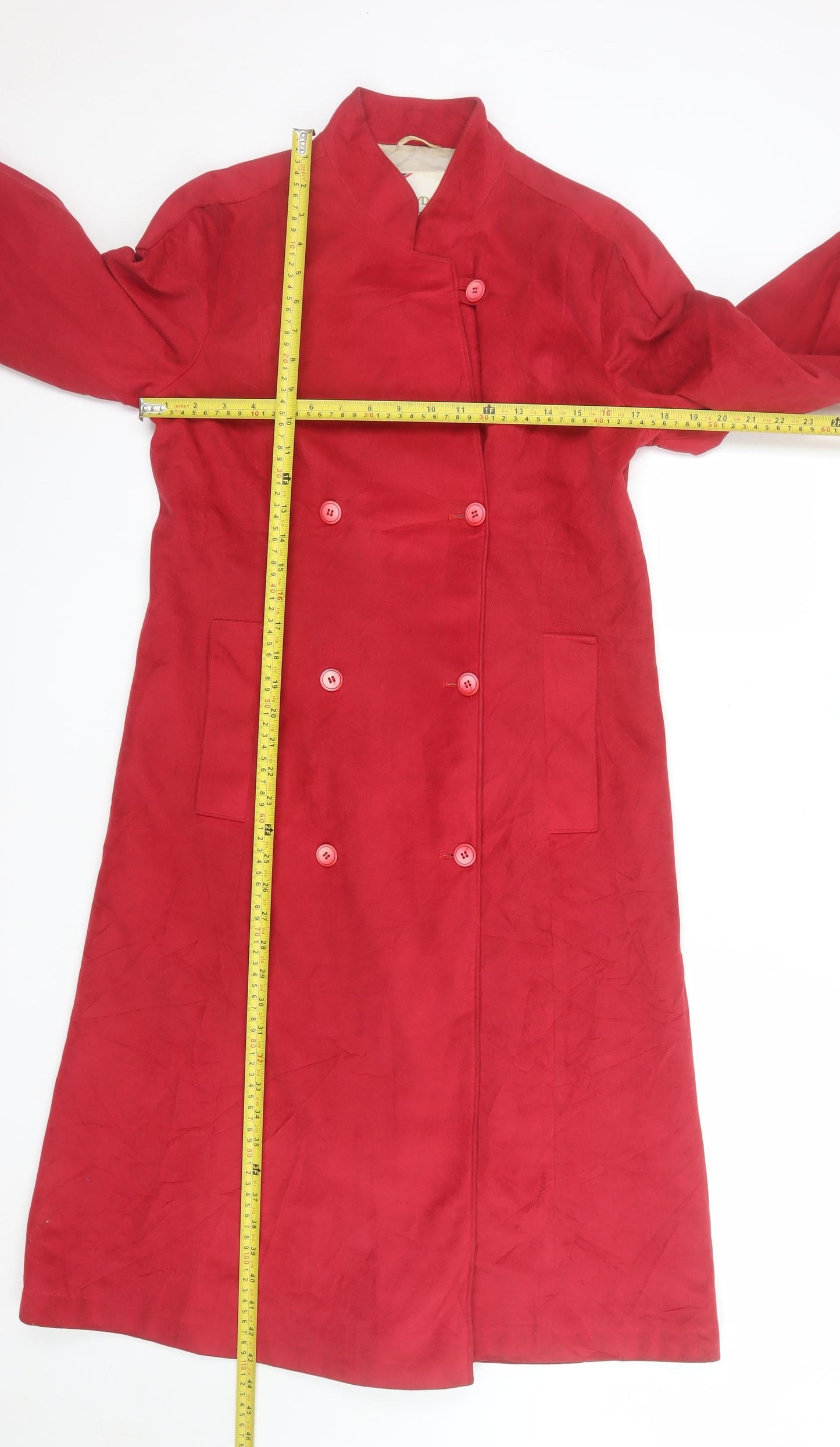 Croydon Womens Red Suede Long Trench Coat Size 10 Classic Style