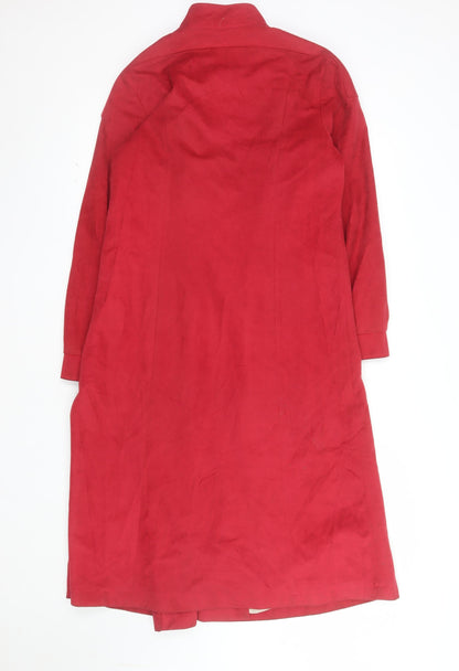 Croydon Womens Red Suede Long Trench Coat Size 10 Classic Style