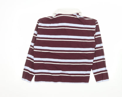 Marks and Spencer Women's Multicoloured Stripe Polo Shirt Size 14