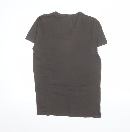 Cedar Wood State Men's Brown Skull Graphic V-Neck T-Shirt Size S