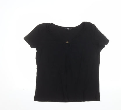 Next Women’s Black Size 16 Scoop Neck Short Sleeve Jersey Top