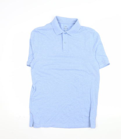 Marks and Spencer Men's Blue Regular Fit Cotton Polo Shirt Size S