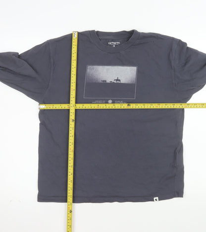 Carhartt WIP Men's Grey Long Sleeve Graphic Cotton T-Shirt Size S