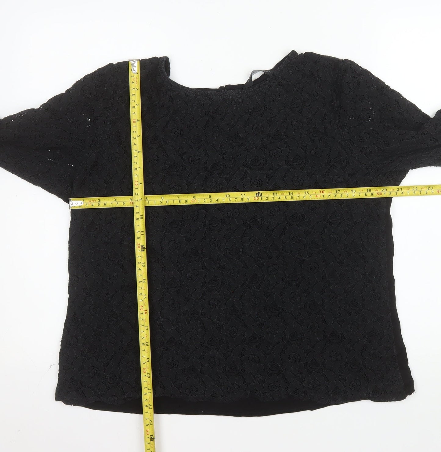 Dorothy Perkins Women's Black Lace 3/4 Sleeve Blouse Size 20
