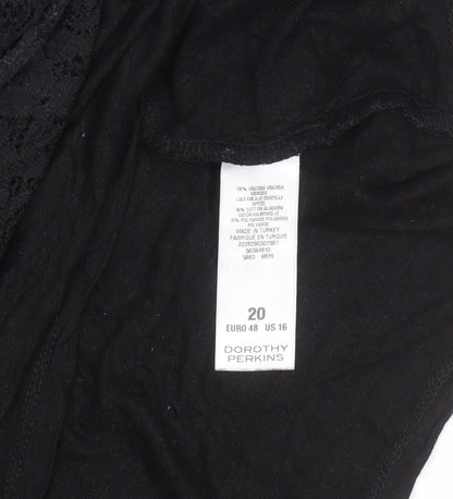 Dorothy Perkins Women's Black Lace 3/4 Sleeve Blouse Size 20