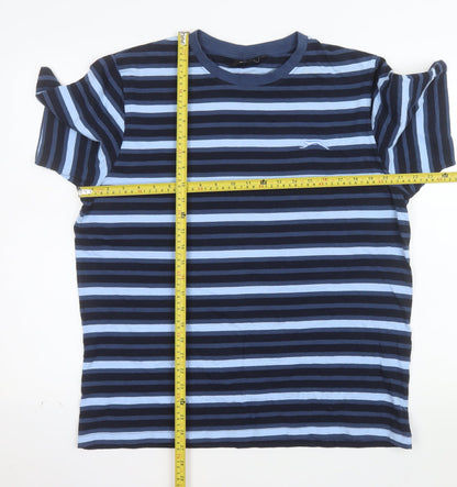 Slazenger Men's Blue Striped Cotton Crew Neck T-Shirt L