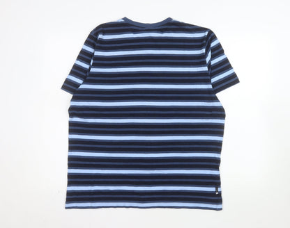 Slazenger Men's Blue Striped Cotton Crew Neck T-Shirt L