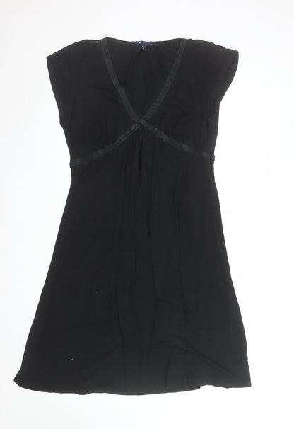 Gap Women’s Black Knee Length V-Neck Empire Waist Cotton Dress Size L
