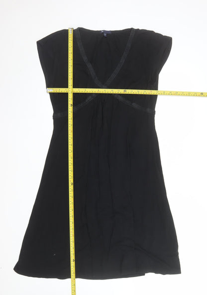 Gap Women’s Black Knee Length V-Neck Empire Waist Cotton Dress Size L