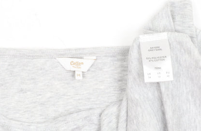 Cotton Traders Women's Grey Long Sleeve Boat Neck Top Size 14
