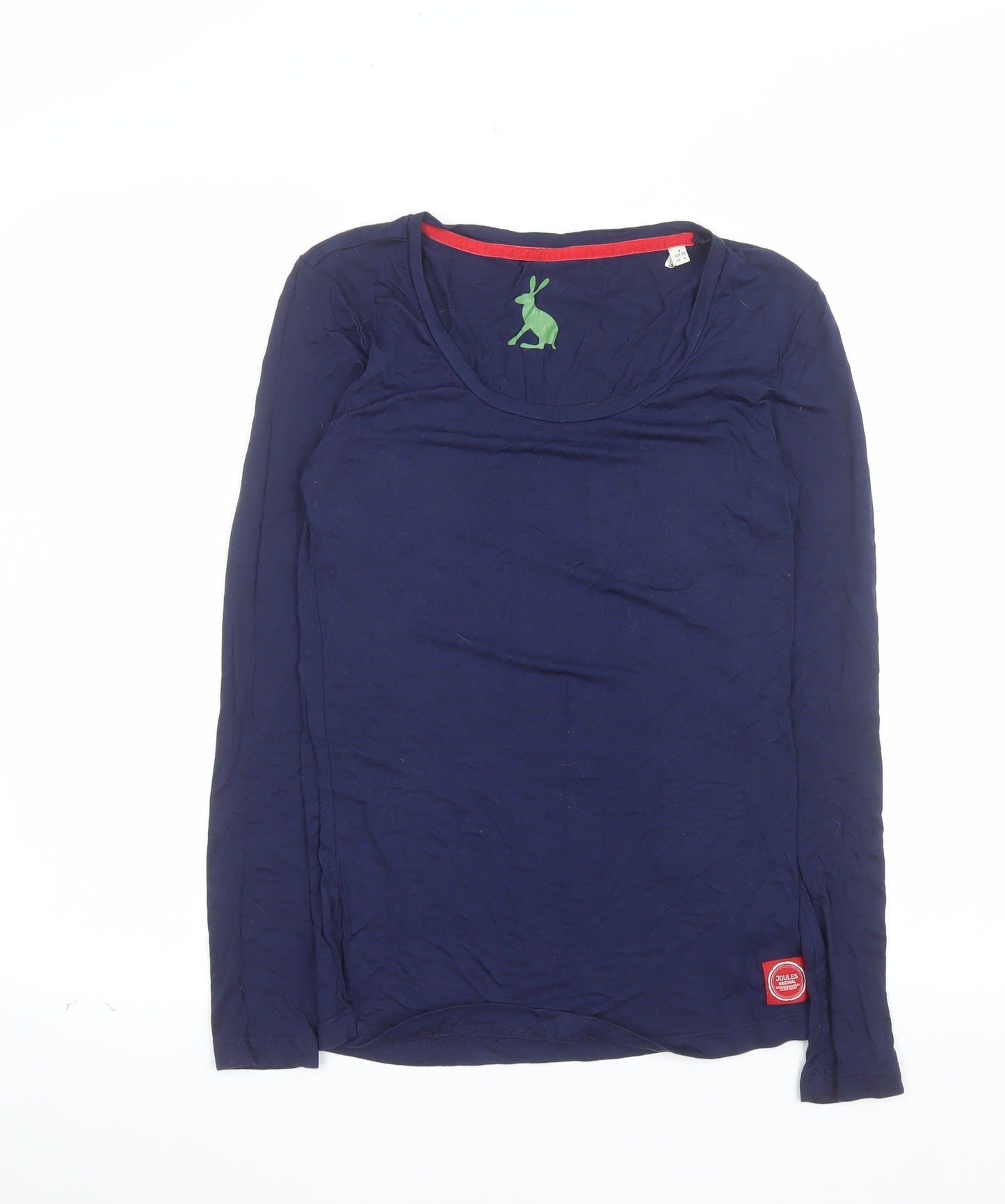 Joules Women's Blue Long Sleeve Viscose Stretch Basic Top Size 8