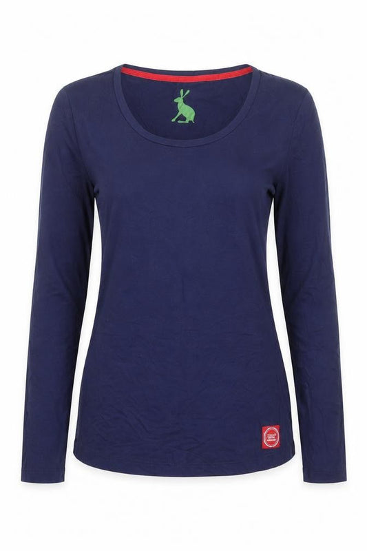 Joules Women's Blue Long Sleeve Viscose Stretch Basic Top Size 8
