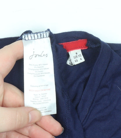 Joules Women's Blue Long Sleeve Viscose Stretch Basic Top Size 8