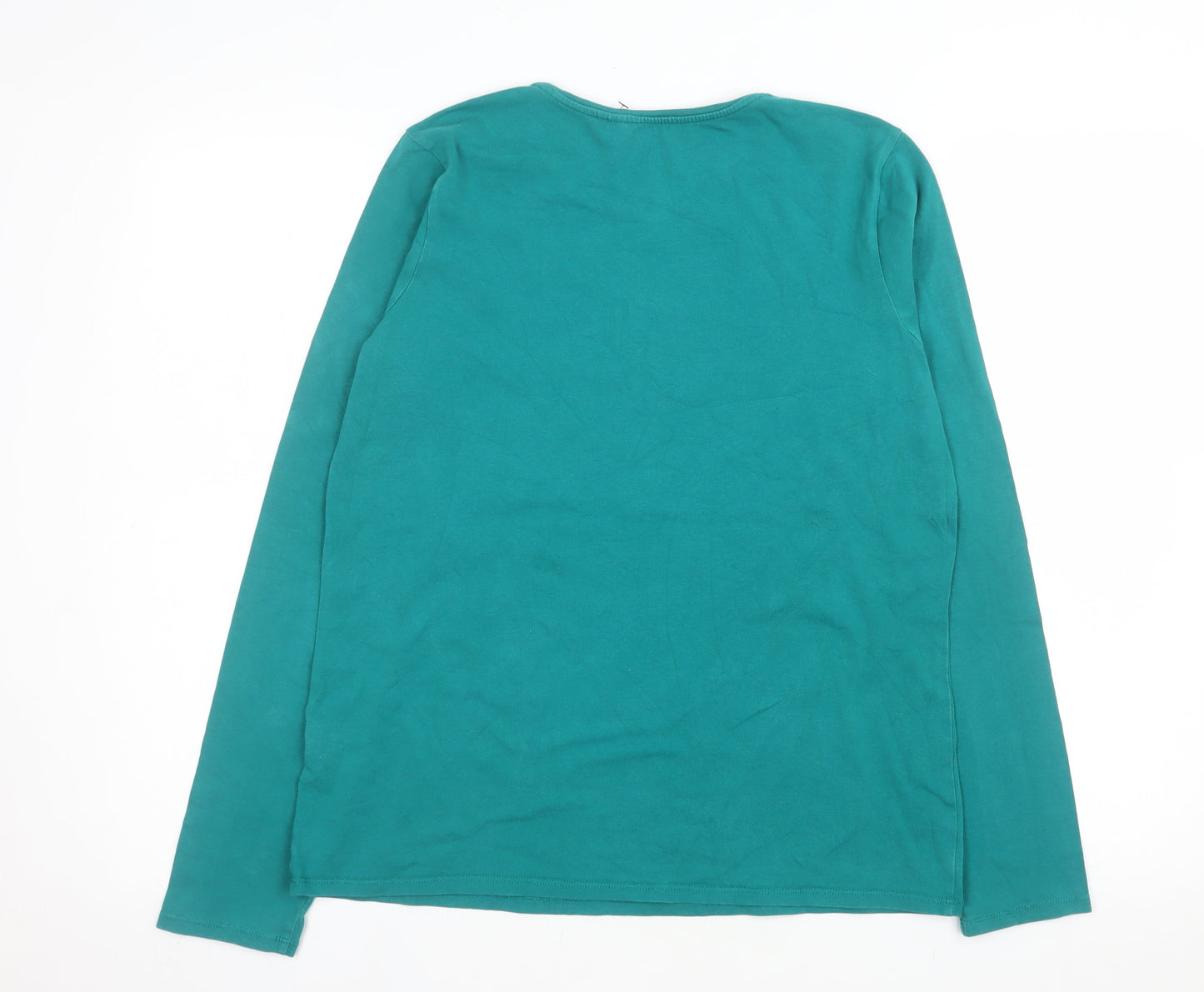 Lands' End Women's Green Long Sleeve Cotton Stretch T-Shirt Size M