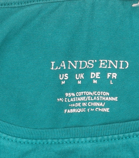 Lands' End Women's Green Long Sleeve Cotton Stretch T-Shirt Size M