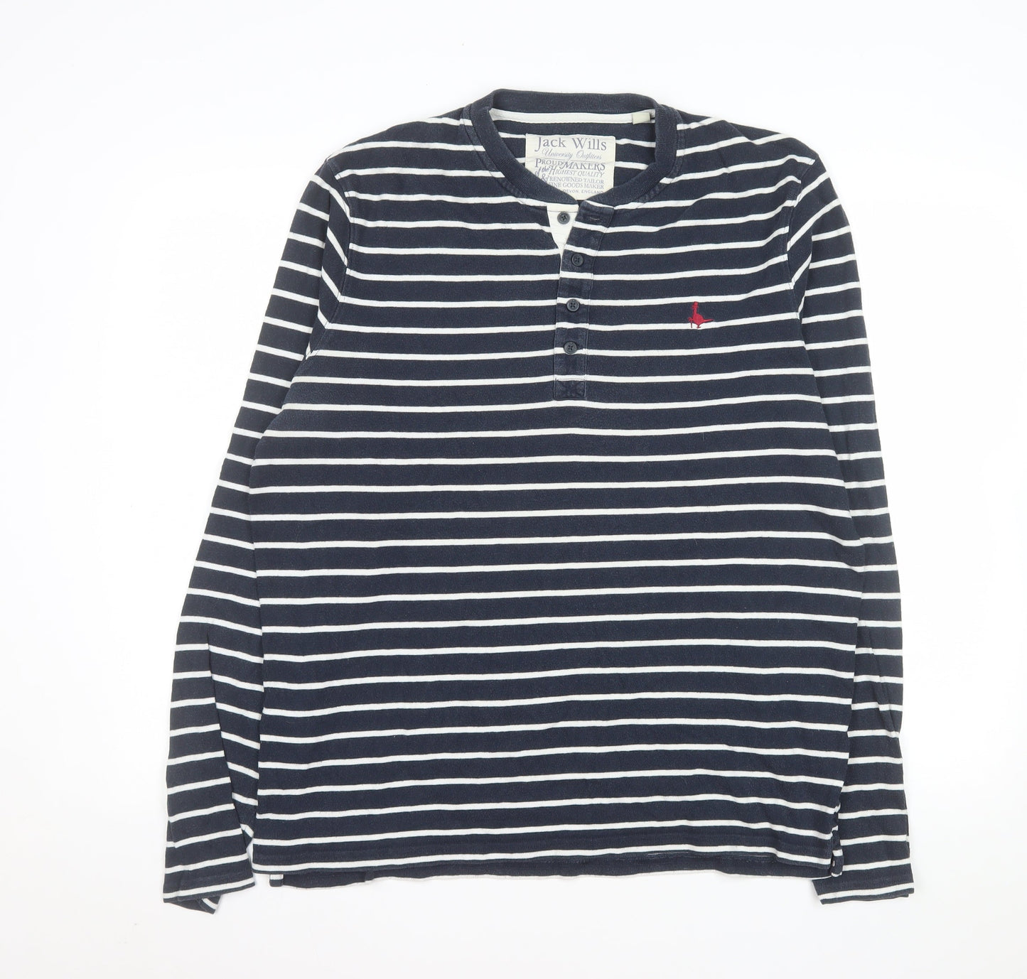 Jack Wills Womens Blue Striped Long Sleeve Henley T-Shirt Size L