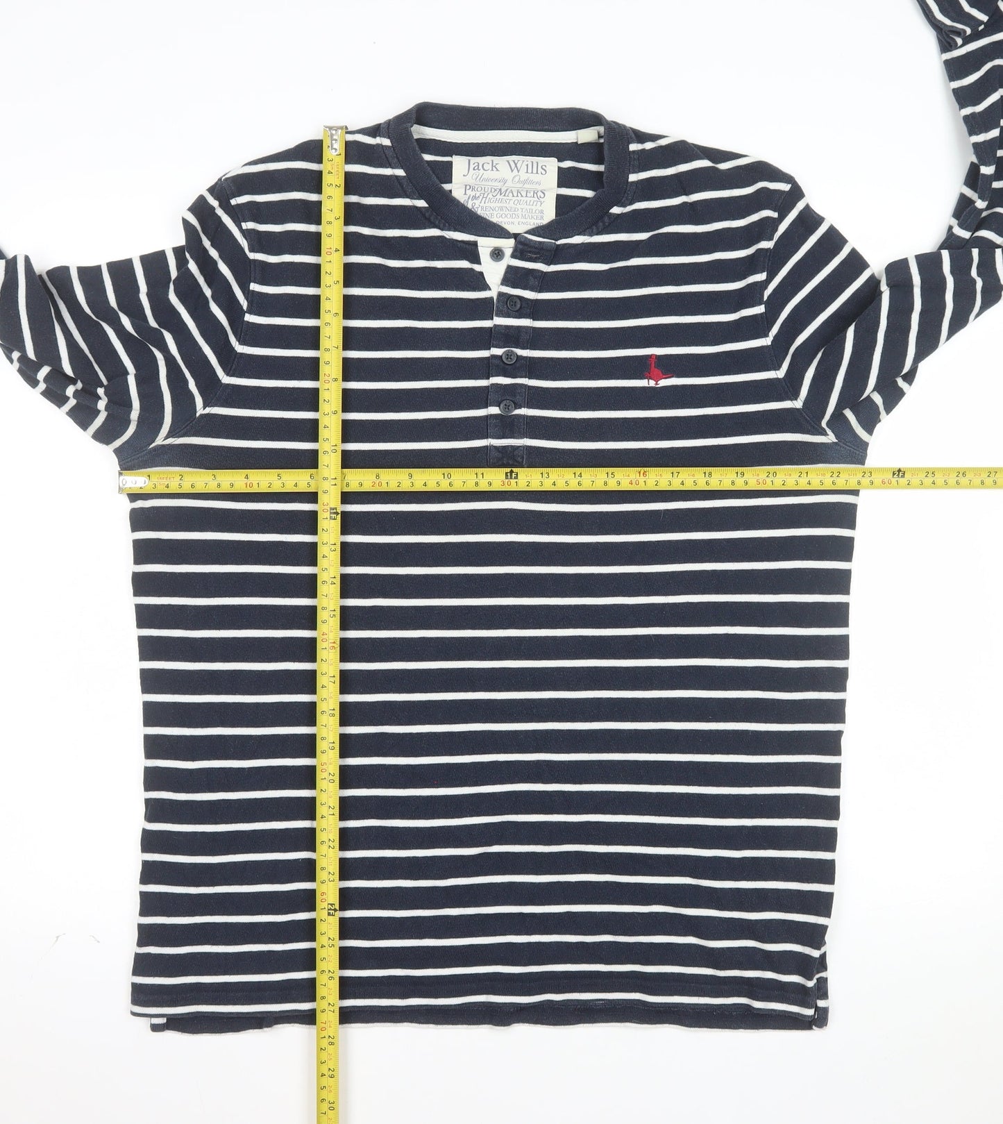 Jack Wills Womens Blue Striped Long Sleeve Henley T-Shirt Size L