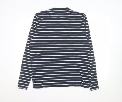 Jack Wills Womens Blue Striped Long Sleeve Henley T-Shirt Size L
