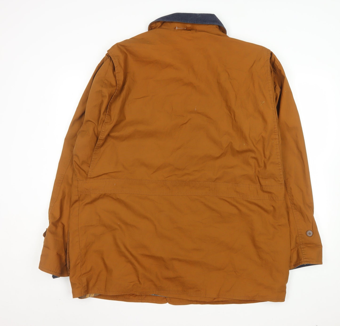 DASH Mens Brown Cotton Overcoat Jacket Lined Size L Regular Fit