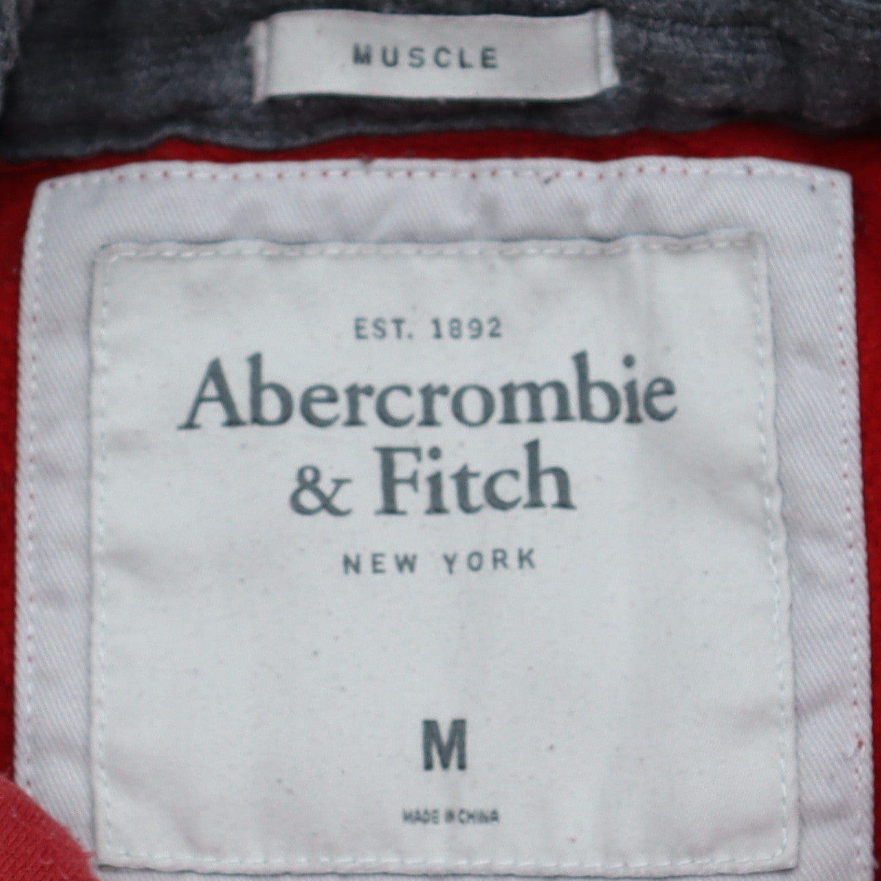 Abercrombie & Fitch Men's Red Pullover Hoodie M Muscle Fit