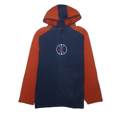 Nike Mens Blue Orange Pullover Hoodie L Embroidered Sports Logo