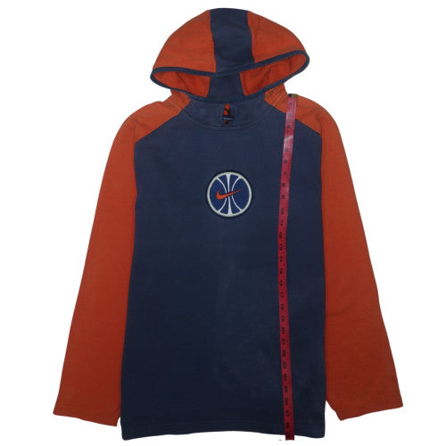 Nike Mens Blue Orange Pullover Hoodie L Embroidered Sports Logo