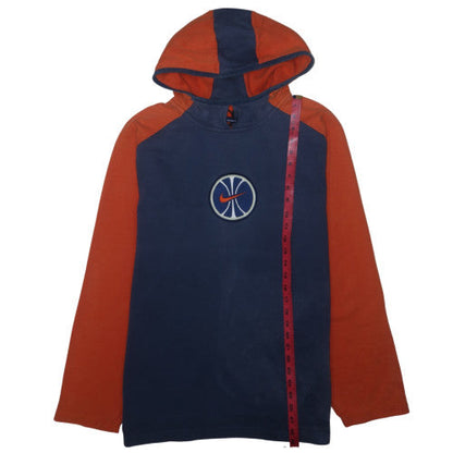 Nike Mens Blue Orange Pullover Hoodie L Embroidered Sports Logo