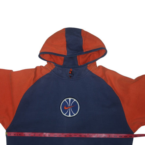 Nike Mens Blue Orange Pullover Hoodie L Embroidered Sports Logo