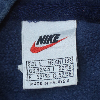 Nike Mens Blue Orange Pullover Hoodie L Embroidered Sports Logo