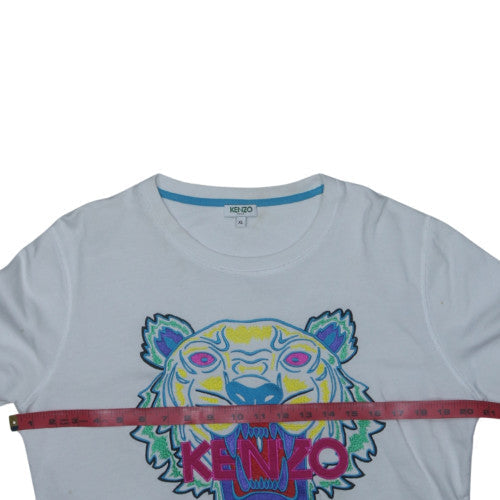 Kenzo Paris Womens White XL Pullover Sweatshirt Tiger Embroidered Cotton